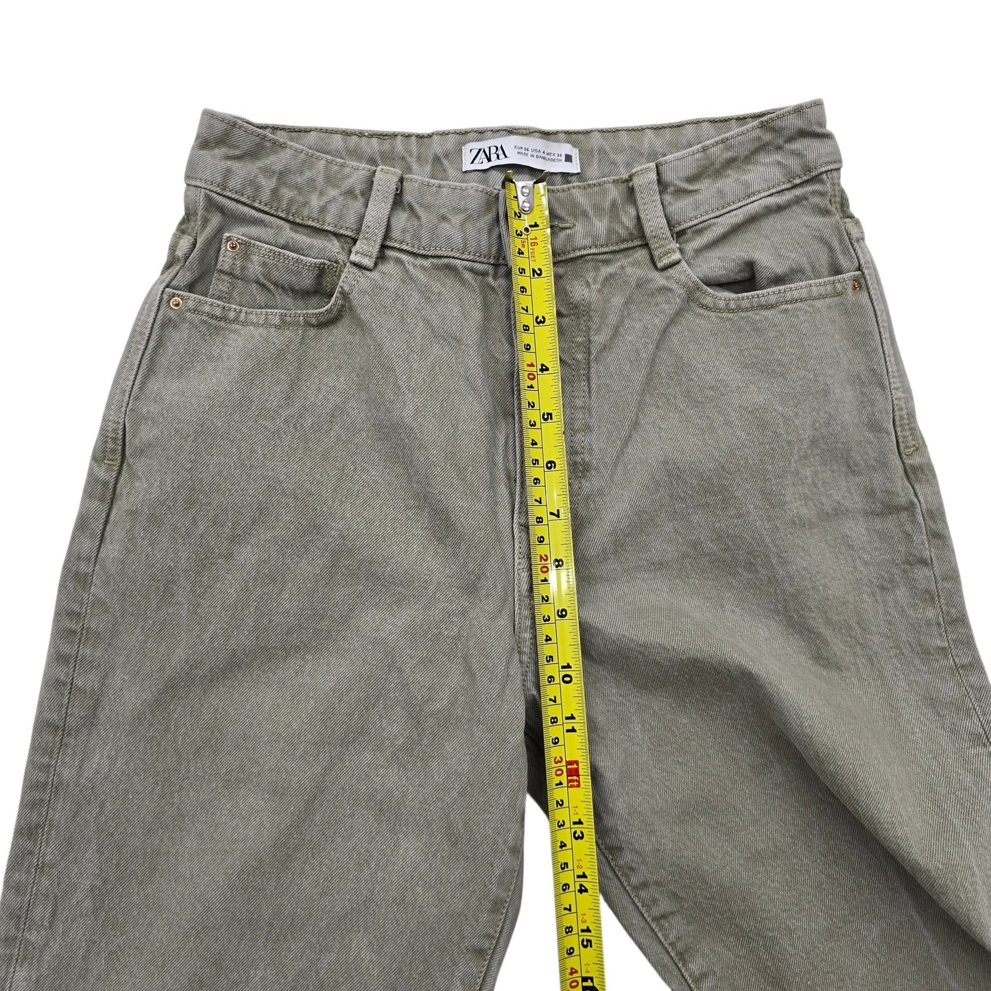 ZARA Women's Sage Green Straight Leg Jeans Size 4