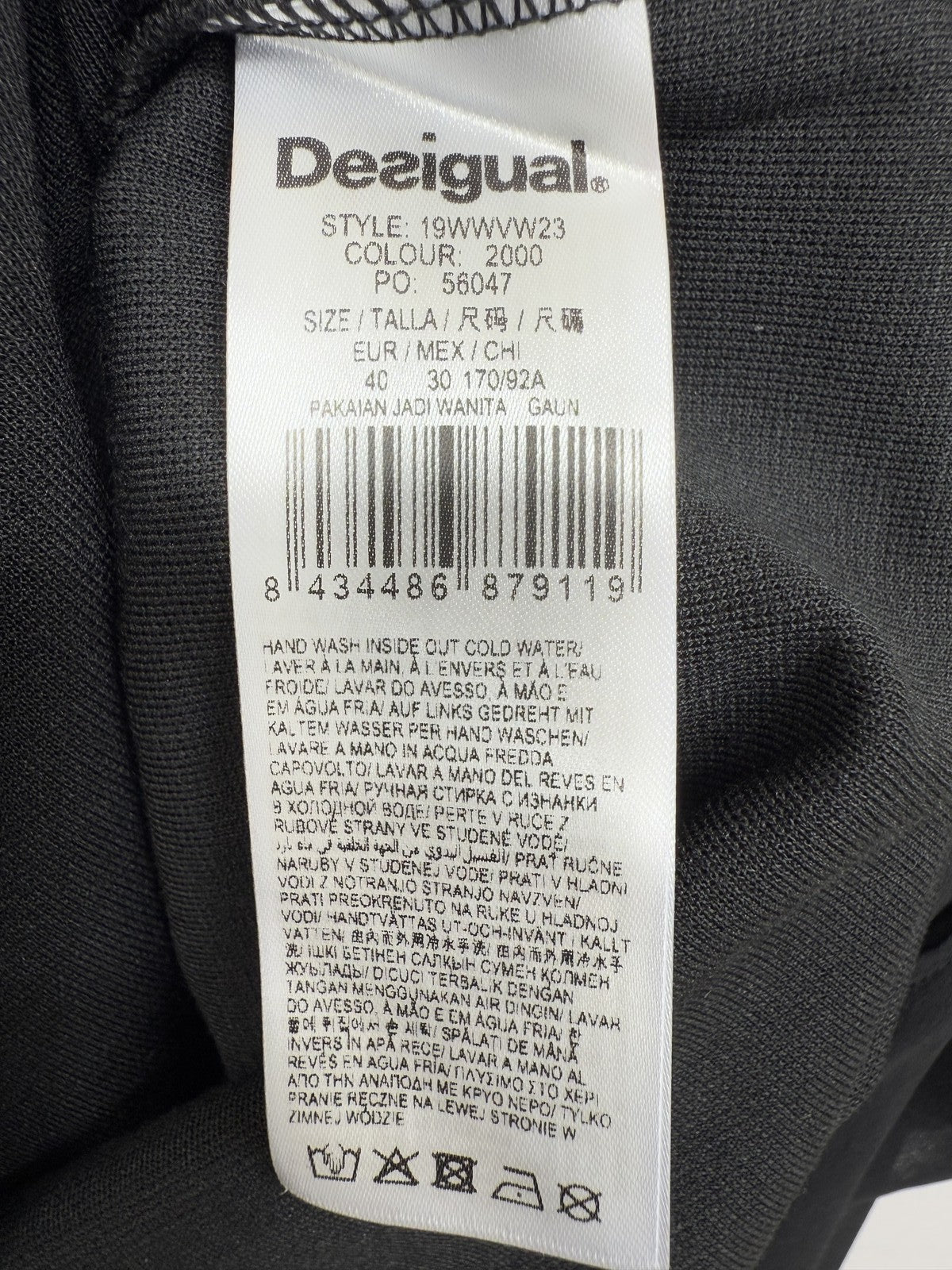 Desigual Black Floral Sleeveless Dress Embroidered Daisies Women M