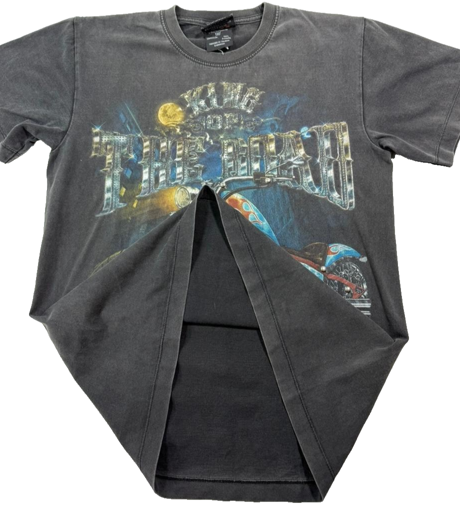 Rock Chang Men's T-Shirt Black Biker Chopper 3D Glow In Dark Heavyweight Medium