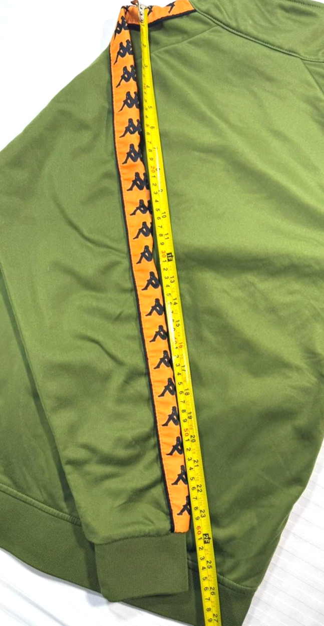 Kappa 222 Banda Anniston Slim Track Jacket In Green With Orange - Size M