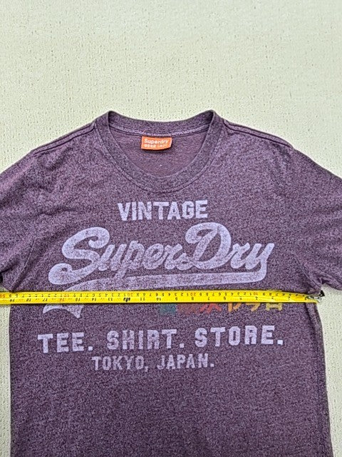 Superdry Vintage Logo Tokyo Men's L Purple Graphic Crewneck T-Shirt