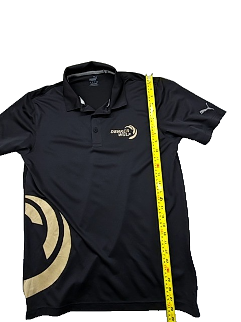 Puma Polo Shirt Men's M Black Polyester Short Sleeve Gold Trim