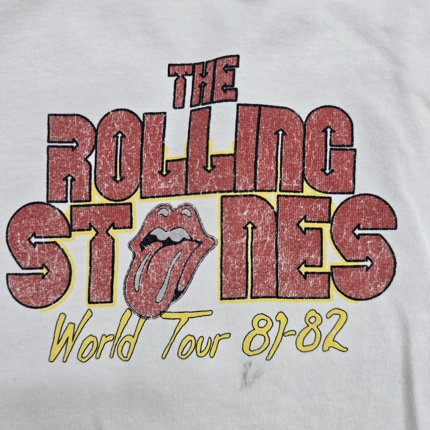 1981 Rolling Stones Vintage White Cotton T-Shirt Med M Men's
