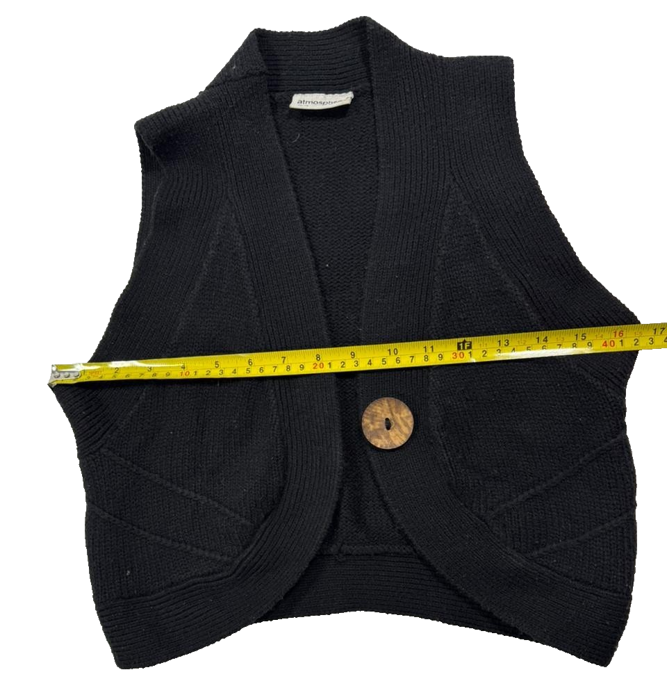 Atmosphere Black Knitted Cropped Waistcoat Vest Women's - Size 12-14