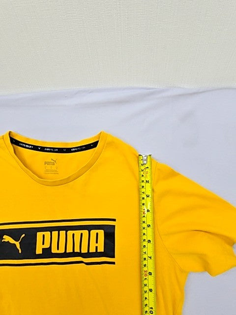 Puma Men's Yellow Short Sleeve Crew Neck T-Shirt Size S Logo 58319