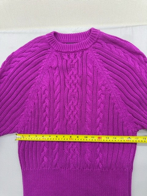Lauren Ralph Lauren Purple Cable Knit Cotton Crewneck M Pony NWT