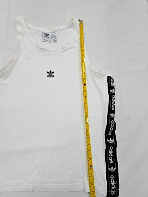 Adidas Men's White L Tank Top Athletic Sleeveless Cotton Blend