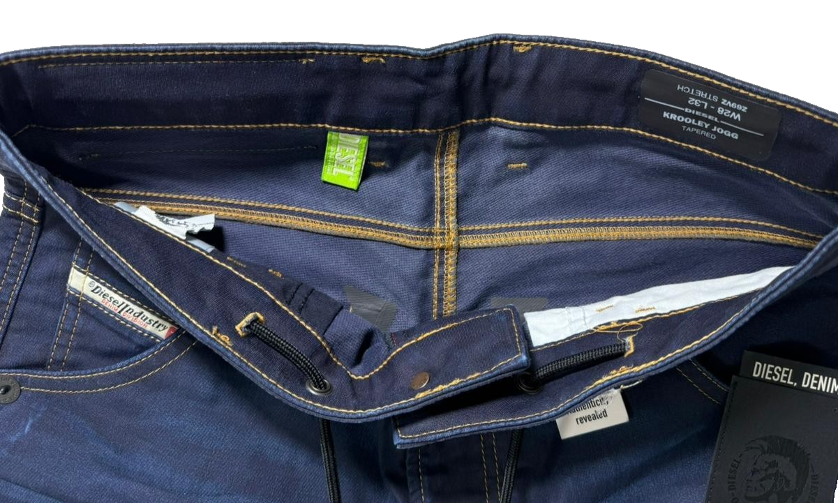 Diesel Krooley Jogg Jeans Men Blue Tapered Slim Fit Stretch Denim Drawstring |28