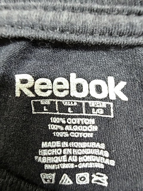 Reebok Men's Black Sports T-Shirt Size L Team Logo Cotton Crewneck