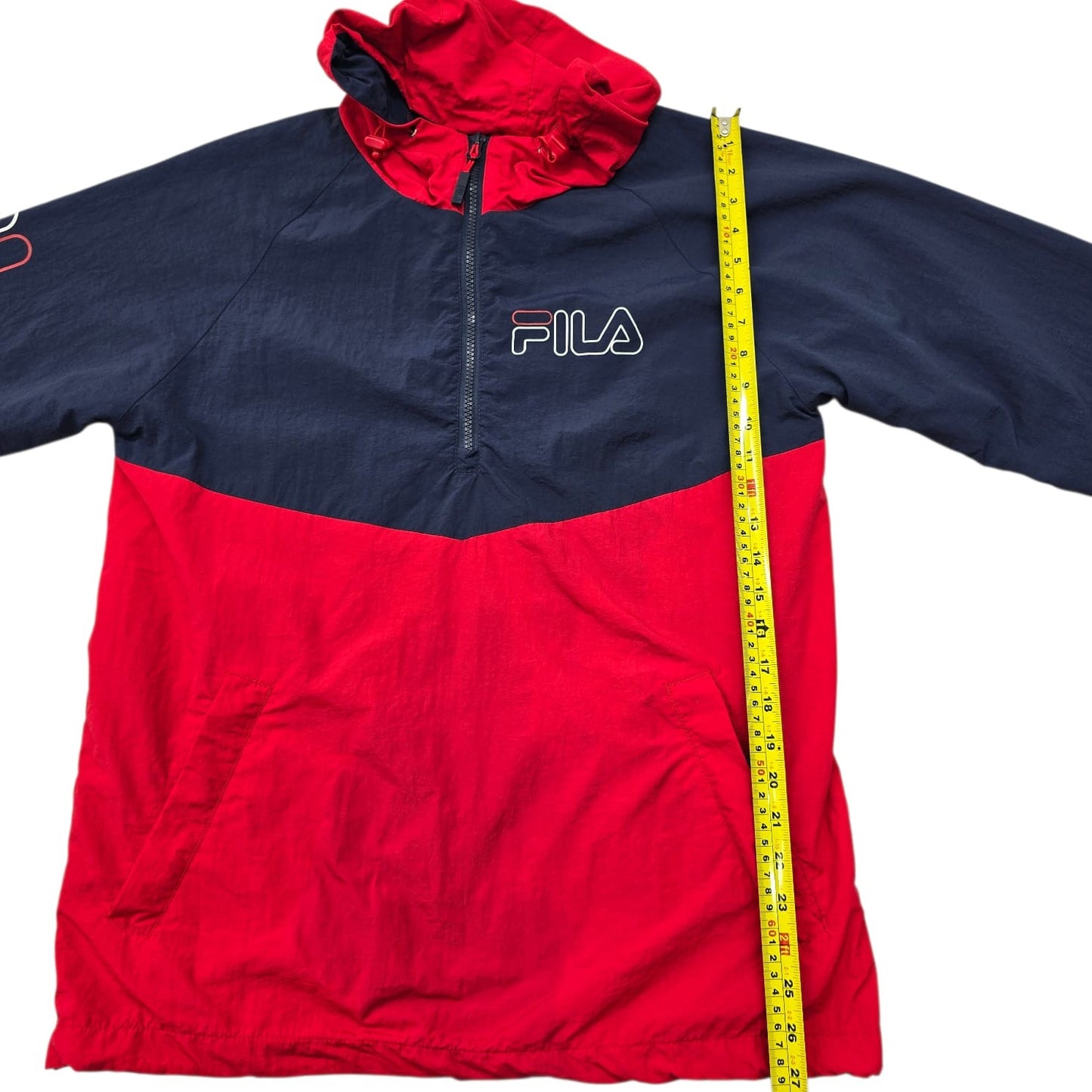 Fila Unisex Vintage Navy Red Track Jacket XS Full Zip Hood