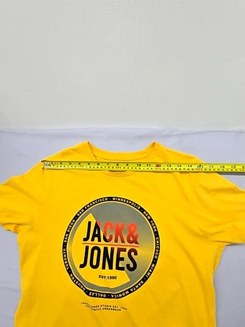 Jack & Jones Yellow Short Sleeve Crew Neck T-Shirt Sz S Unisex