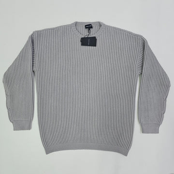 Brand new with tags — Giorgio Armani men's off-white ribbed-knit crewneck sweater, Italian size 52 (L). 17% off retail.