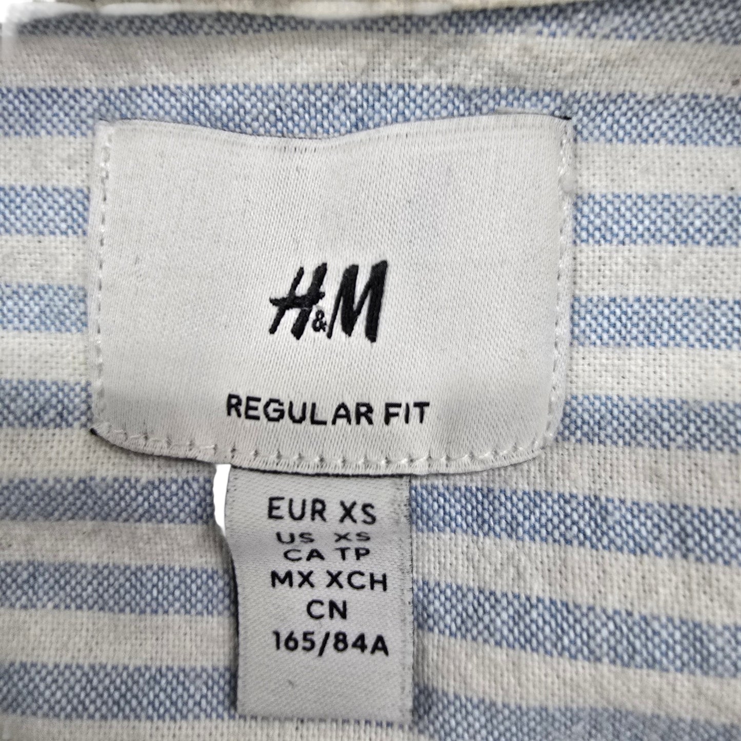 H&M Boys Light Blue Striped Cotton Long Sleeve Button-Up Shirt XS
