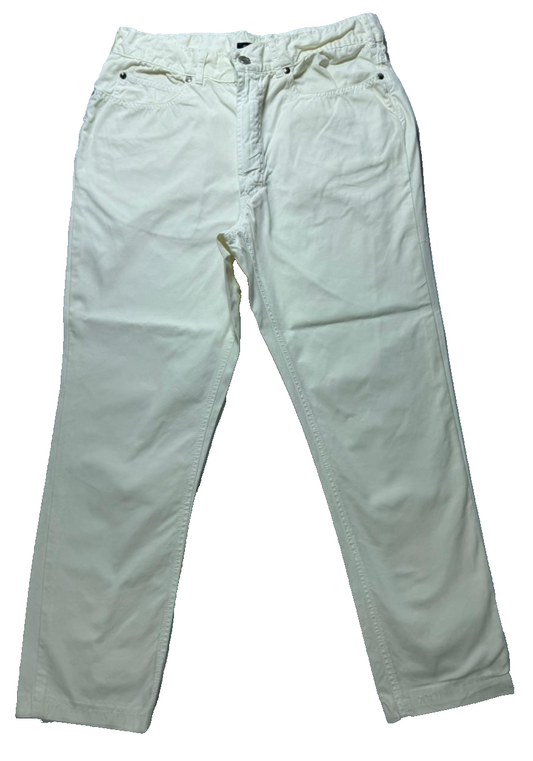 Burberry Men's Off-White Cotton Chino Pants Straight Leg 5-Pocket Casual
