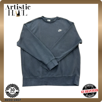 Nike Crewneck Sweatshirt Grey L Cotton Swoosh Long Sleeve