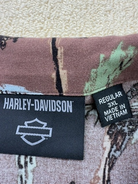 Harley-Davidson Men's Aloha Shirt XL Short Sleeve Rayon Multicolor