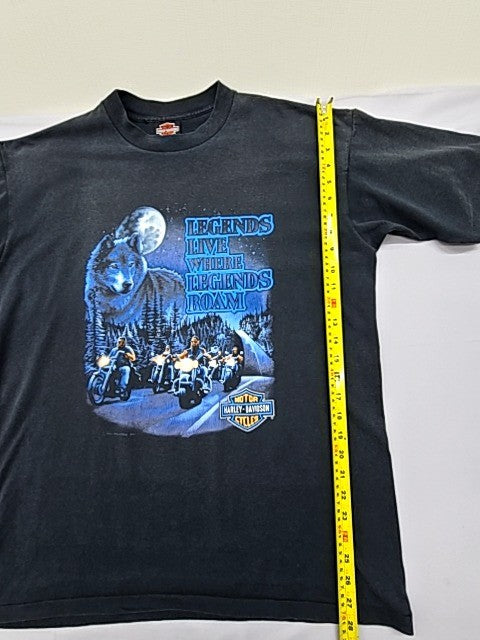 Harley-Davidson Unisex Black Biker T-Shirt XL Vintage Short Sleeve