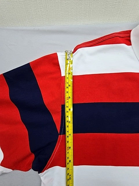 Lacoste Men's Red White Navy Striped Polo Shirt Short Sleeve Cotton
