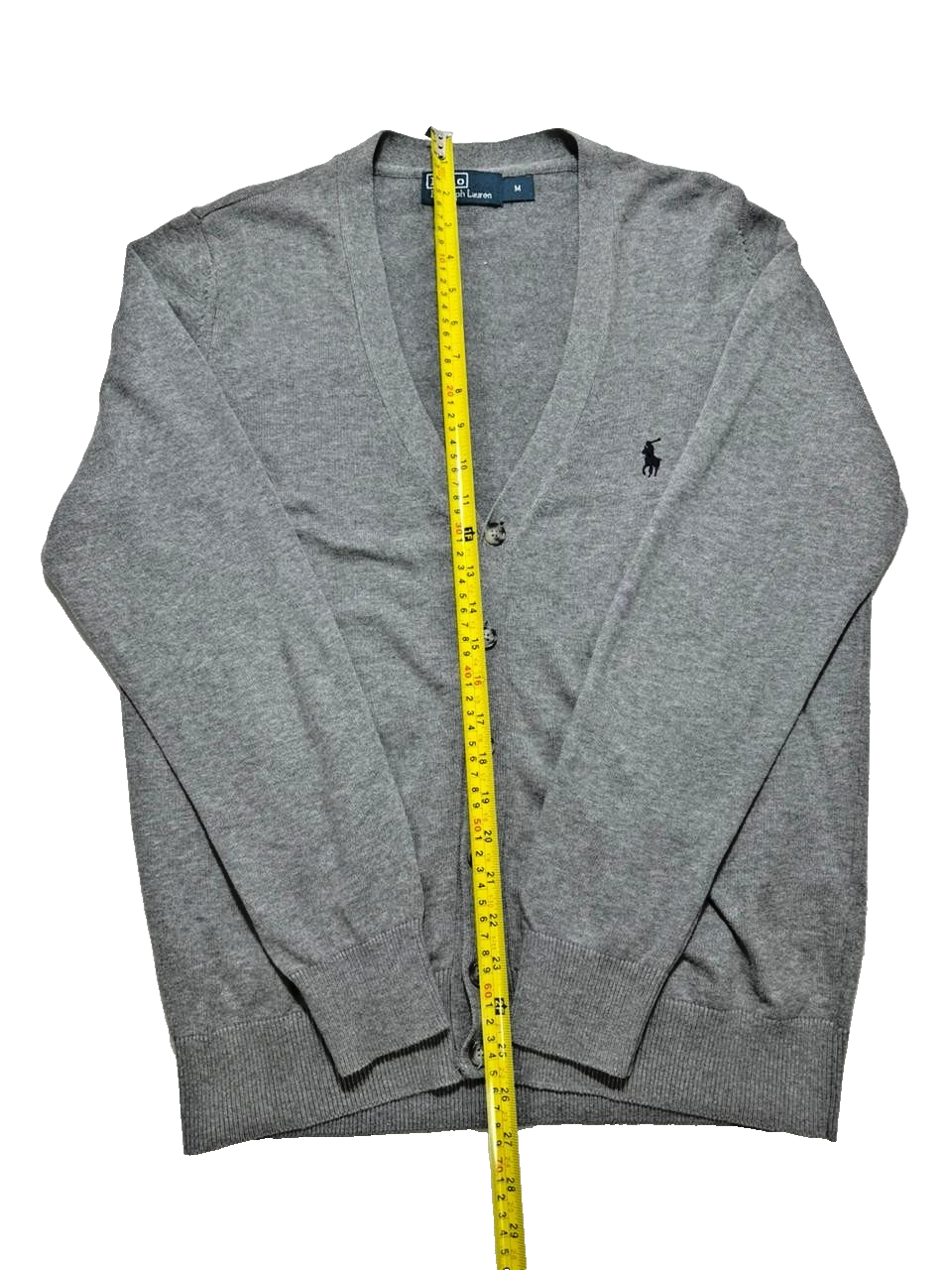 Polo Ralph Lauren Knit Grey Cardigan Sweater Vintage - Size M