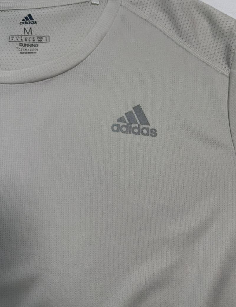 Adidas Men's Light Grey Running Climacool Performance T-Shirt 3-Stripe M