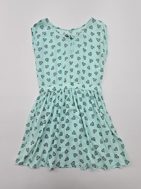 Y.F.K. Girls Mint Green Heart Print Knee Dress 12-14