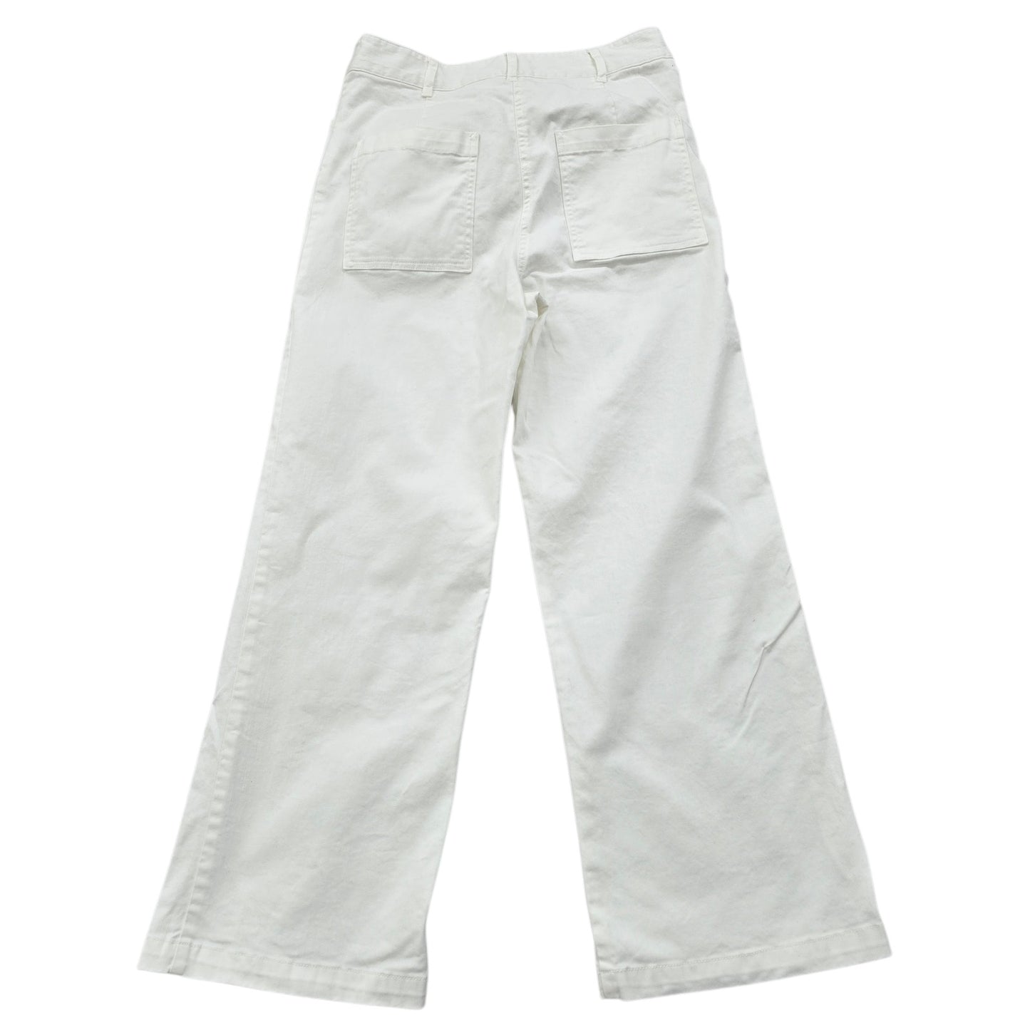 C'est Beau Women White Stretch Cotton Canvas Pants Size 12 UK Straight Leg