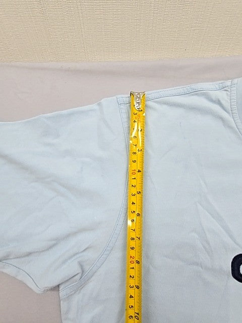 Adidas Men's Light Blue Cotton T-Shirt Short Sleeve Crew Neck Logo