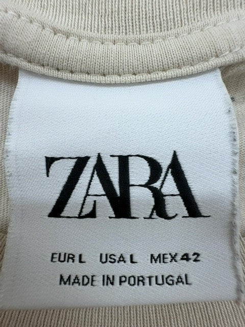 Zara Women's Orange Striped Short Sleeve Cotton T-Shirt