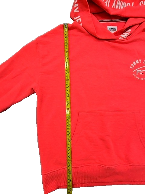 Tommy Jeans Men's Red Hot Linear Logo Hoodie Size M Cotton Blend