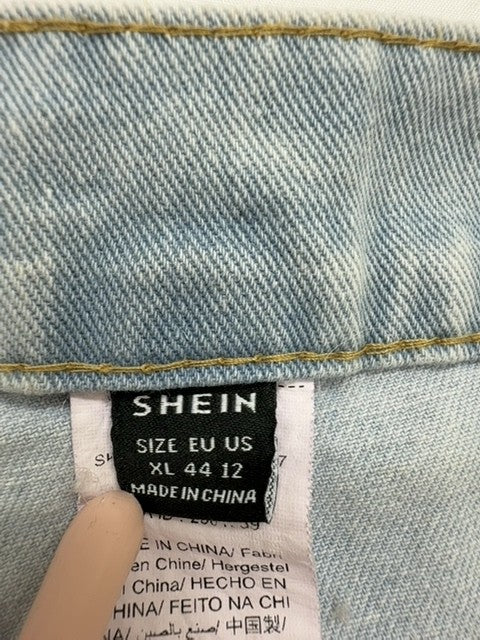 SHEIN Women's Light Blue Asymmetrical Denim Shorts Size XL