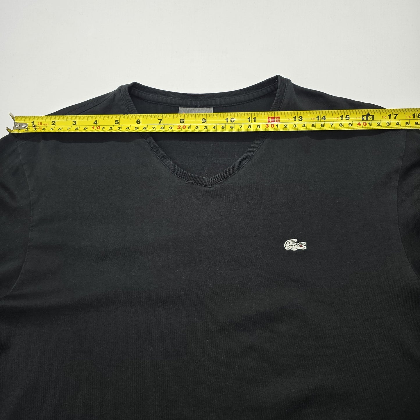 Lacoste Men Black V-Neck Logo Long Sleeve T-Shirt Size 4 Regular