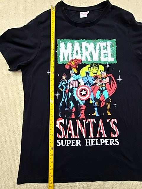 Marvel Avengers Christmas Black XL T-Shirt 100% Cotton Short Sleeve