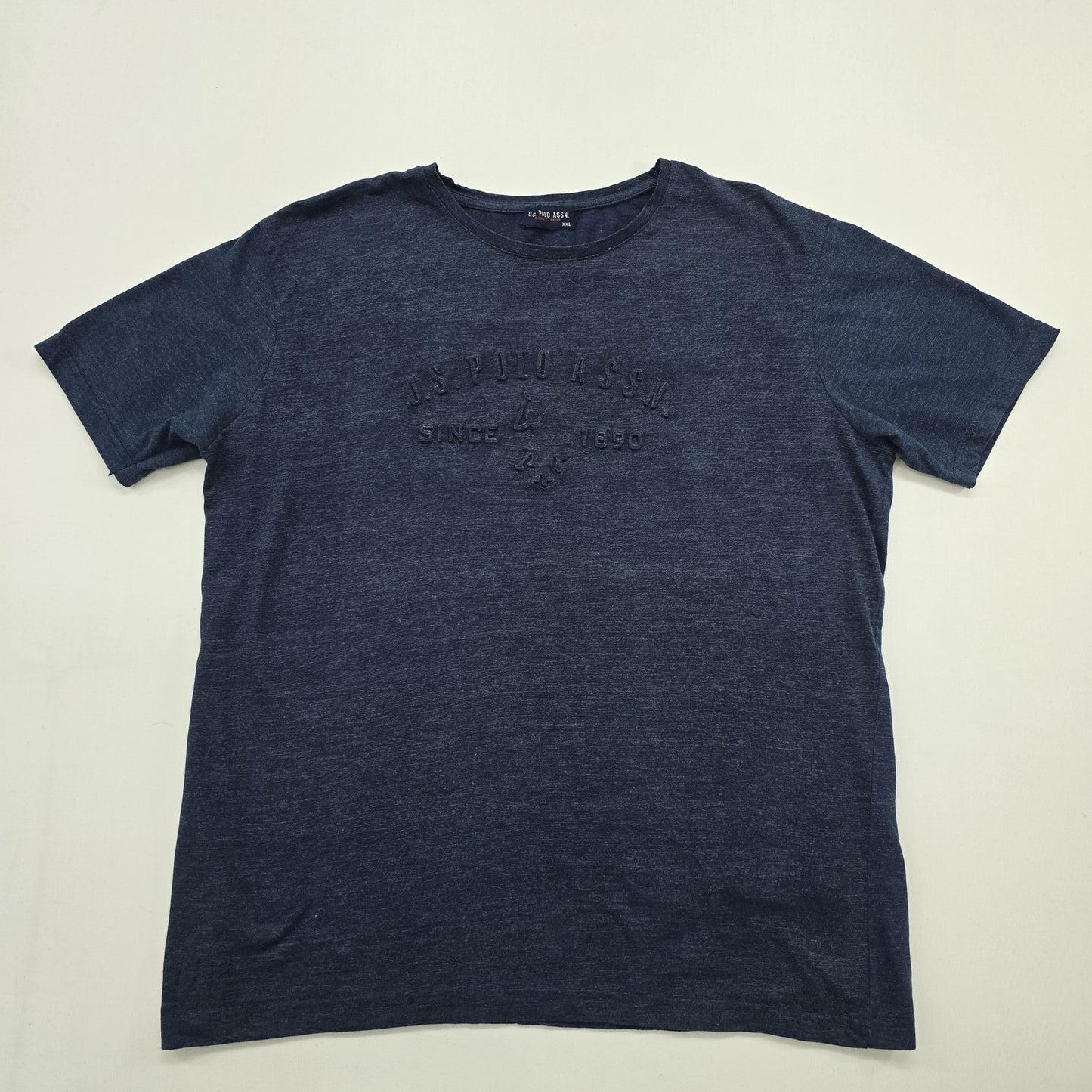 U.S. Polo Assn Men Navy Blue T-Shirt XXL Solid Logo Jersey Crew Neck