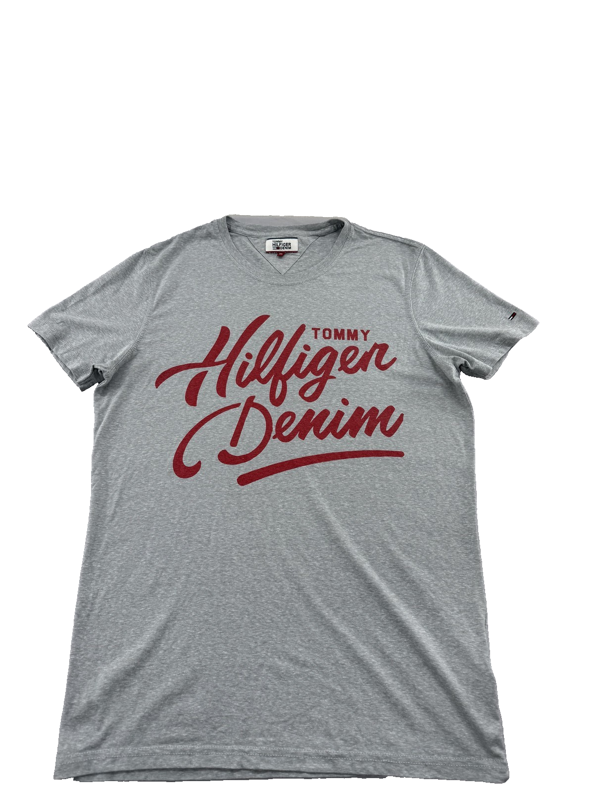 Tommy Hilfiger Men's XL Grey V-Neck Graphic Short Sleeve Cotton T-Shirt