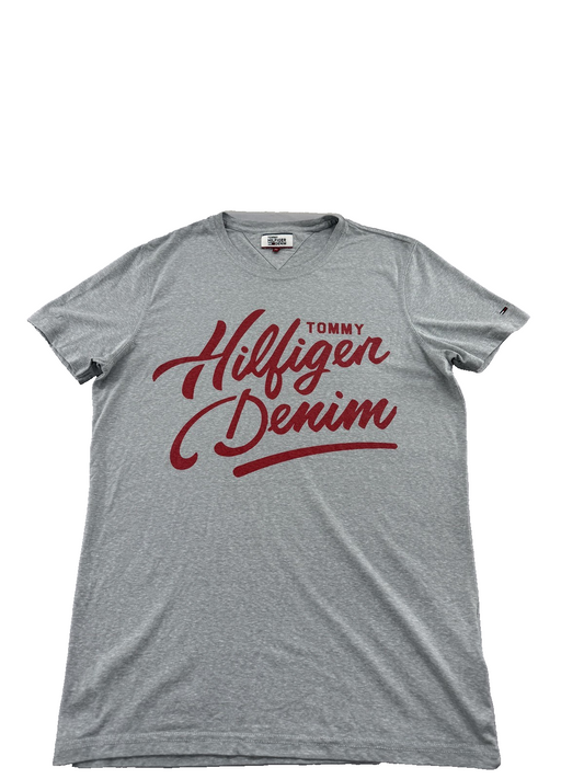 Tommy Hilfiger Men's Gray T-Shirt – Size XL, V- V- One-off pre-loved, Graphic