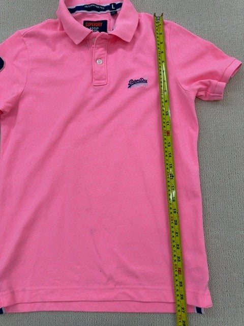 Superdry Men's Pink Classic Pique Polo Shirt Size L