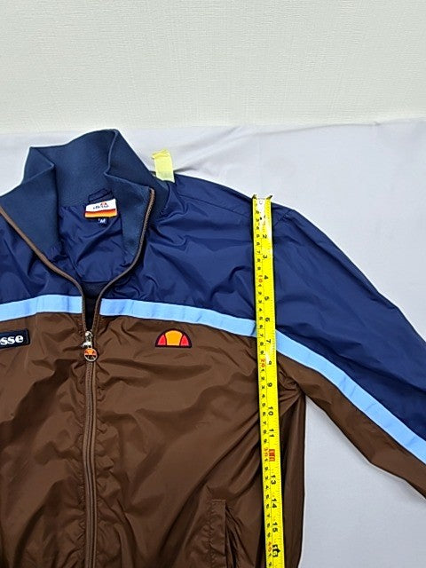 Ellesse Men's Track Jacket M Navy Brown Nylon Stripe Zipper