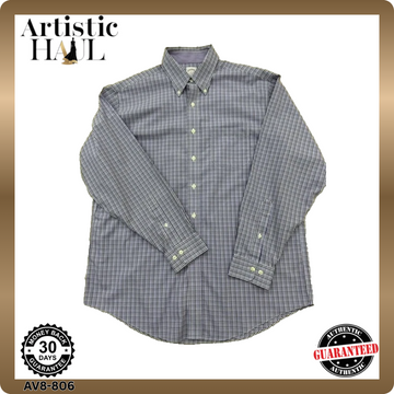 Brooks Brothers Purple Plaid Non-Iron L Long Sleeve Cotton Dress Shirt