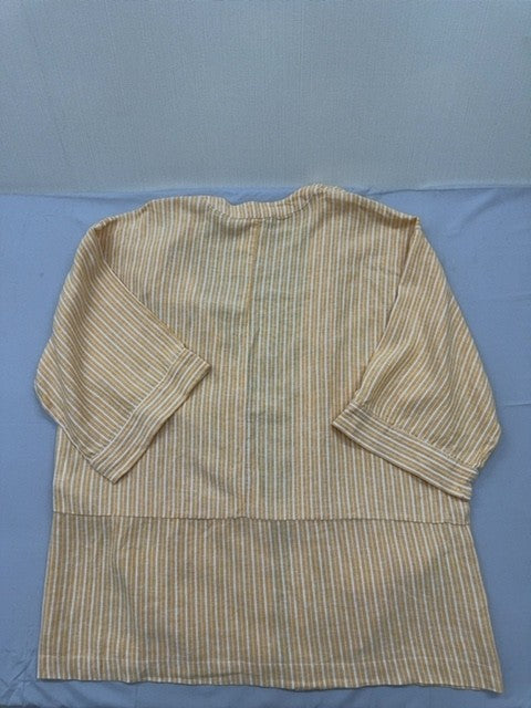 Koton Striped Beige Linen Viscose Cardigan Women L Drop Shoulder