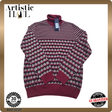 Harmont & Blaine Men's Burgundy Checkered Turtleneck Sweater Italy