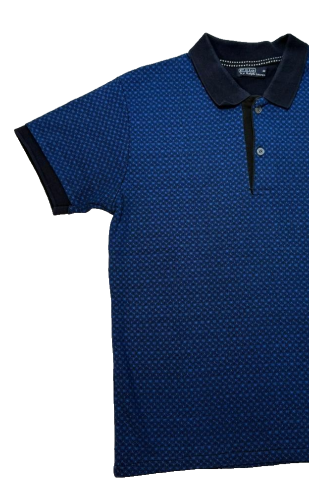 MEN Polo Ralph Lauren Blue Pattern Short Sleeve Polo Shirt M