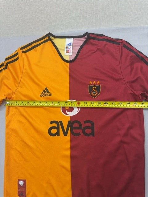 Adidas Men's Large Yellow Maroon Short Sleeve Jersey Crewneck