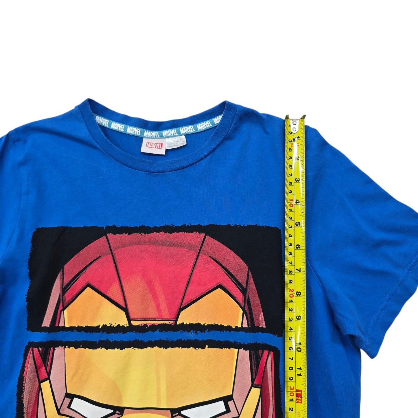 Marvel Iron Man Royal Blue Helmet Evolution Graphic T-Shirt Size 16