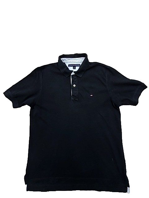 Tommy Hilfiger Men's Black Polo Shirt Size S Short Sleeve Cotton Logo