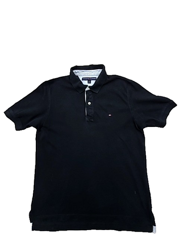 Tommy Hilfiger Men's Black Polo Shirt Size S Short Sleeve Cotton Logo