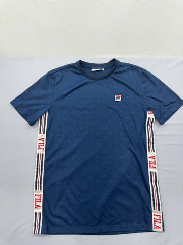Fila Men's Navy Stripe Short Sleeve T-Shirt S Cotton Regular Fit