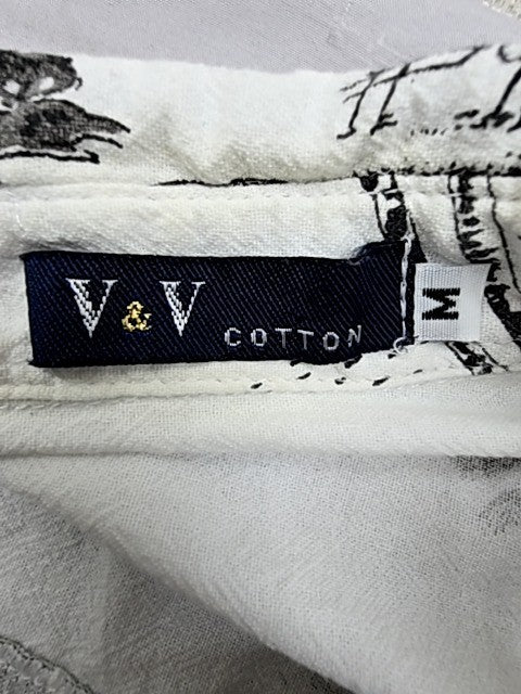 Vineyard Vines Men's White Palm Tree Camp Collar Shirt Size M