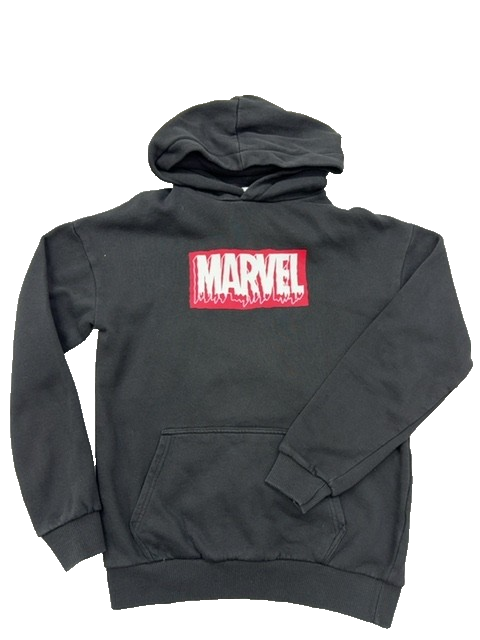 Marvel Logo Superhero Charcoal Fleece Hoodie S Pullover Unisex