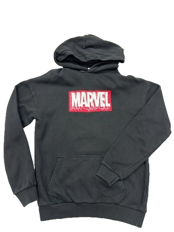 Marvel Logo Superhero Charcoal Fleece Hoodie S Pullover Unisex