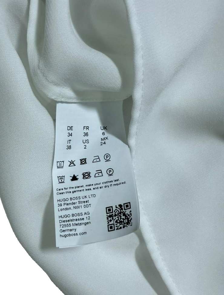 Hugo Boss Women's Blouse White | Short Sleeves Top | Made In Poland | Size:2